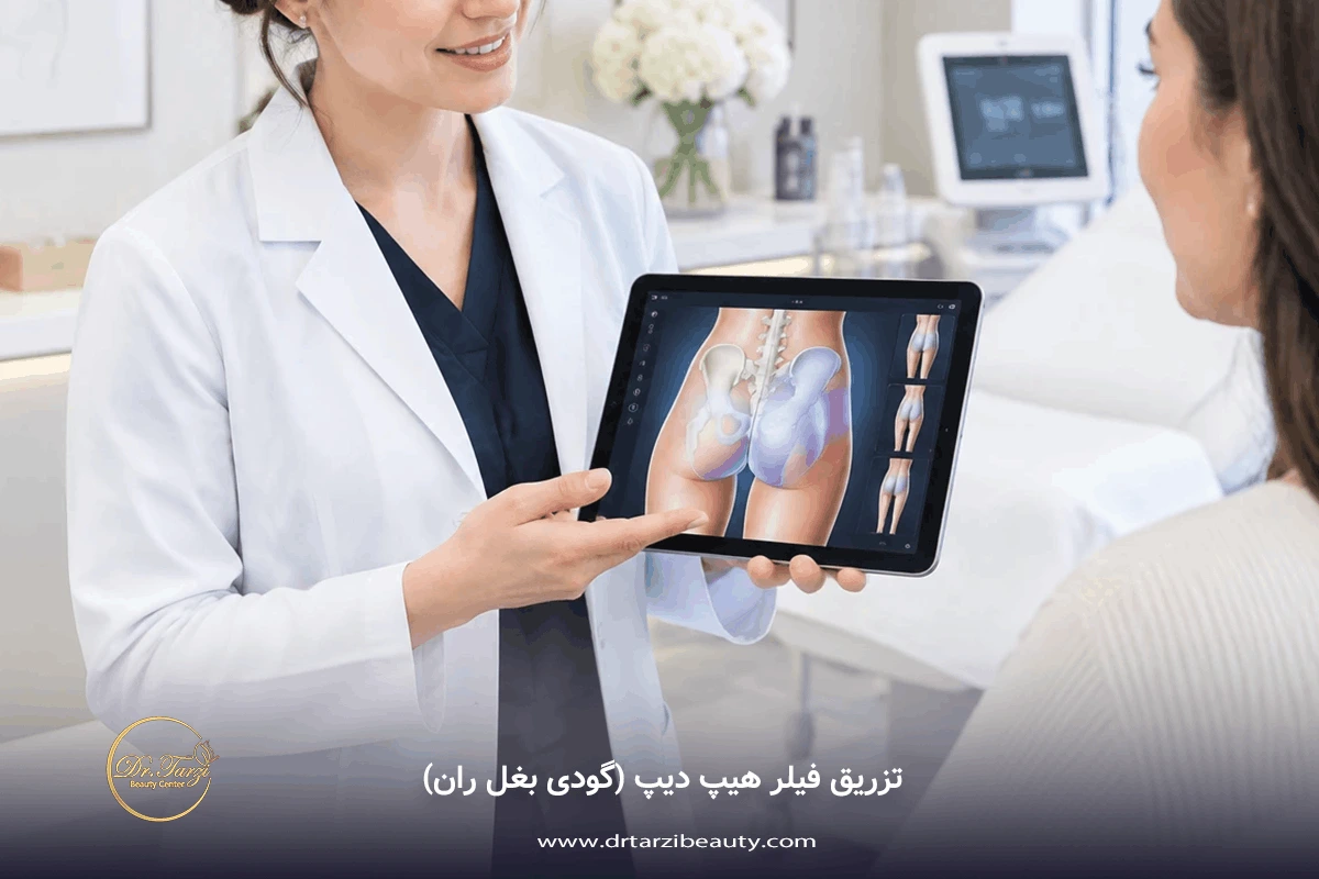 مشاوره تخصصی و آنالیز سه‌بعدی تزریق فیلر هیپ دیپ در مرکز زیبایی دکتر طرزی